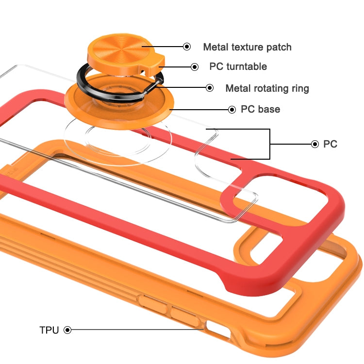 For iPhone 12 / 12 Pro Crystal PC + TPU Shockproof Case with 360 Degree Rotating Ring Holder