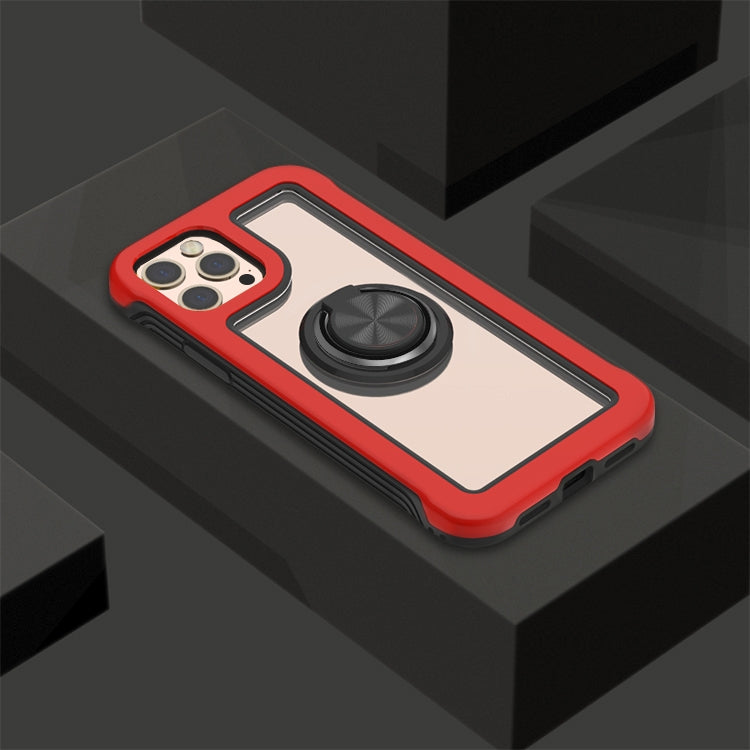For iPhone 12 / 12 Pro Crystal PC + TPU Shockproof Case with 360 Degree Rotating Ring Holder