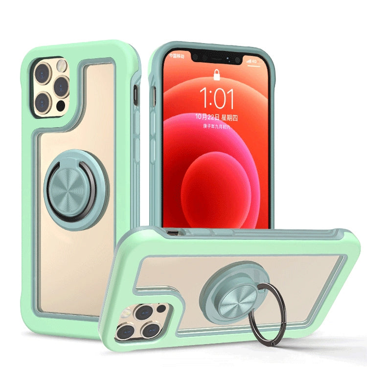 For iPhone 12 / 12 Pro Crystal PC + TPU Shockproof Case with 360 Degree Rotating Ring Holder