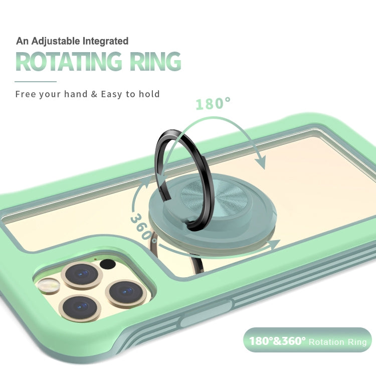 For iPhone 12 / 12 Pro Crystal PC + TPU Shockproof Case with 360 Degree Rotating Ring Holder