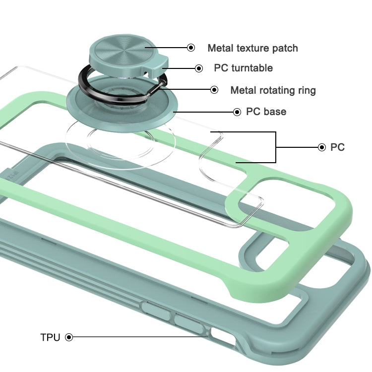 For iPhone 12 / 12 Pro Crystal PC + TPU Shockproof Case with 360 Degree Rotating Ring Holder