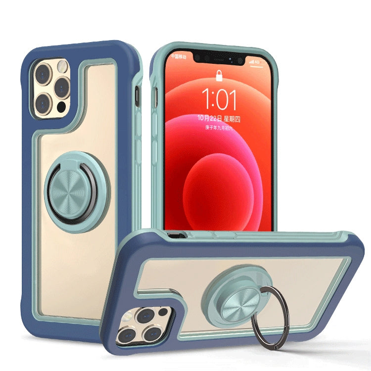 For iPhone 12 / 12 Pro Crystal PC + TPU Shockproof Case with 360 Degree Rotating Ring Holder