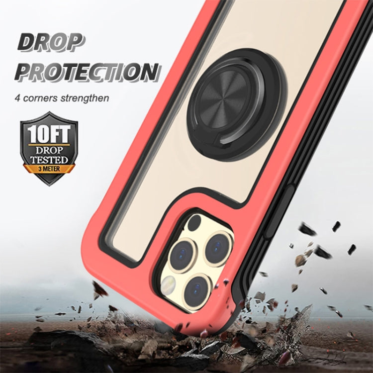 For iPhone 12 Pro Max Crystal PC + TPU Shockproof Case with 360 Degree Rotating Ring Holder