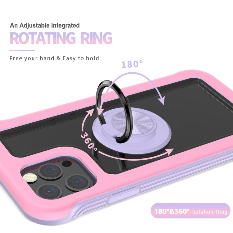 For iPhone 12 Pro Max Crystal PC + TPU Shockproof Case with 360 Degree Rotating Ring Holder