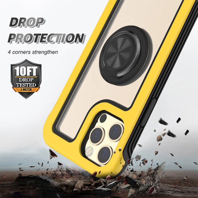 For iPhone 12 Pro Max Crystal PC + TPU Shockproof Case with 360 Degree Rotating Ring Holder