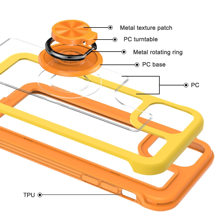 For iPhone 12 Pro Max Crystal PC + TPU Shockproof Case with 360 Degree Rotating Ring Holder