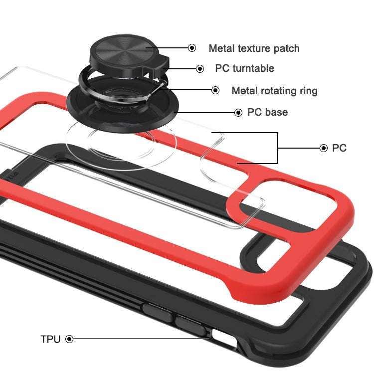 For iPhone 12 Pro Max Crystal PC + TPU Shockproof Case with 360 Degree Rotating Ring Holder