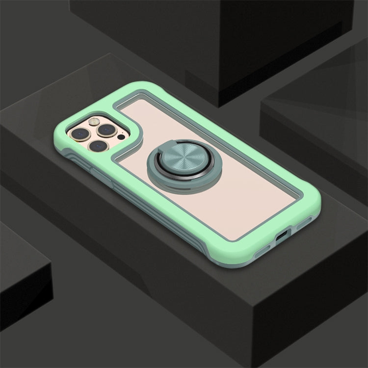 For iPhone 12 Pro Max Crystal PC + TPU Shockproof Case with 360 Degree Rotating Ring Holder