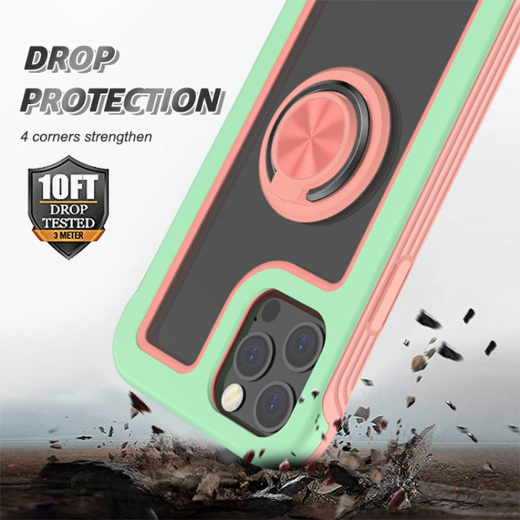 For iPhone 12 Pro Max Crystal PC + TPU Shockproof Case with 360 Degree Rotating Ring Holder