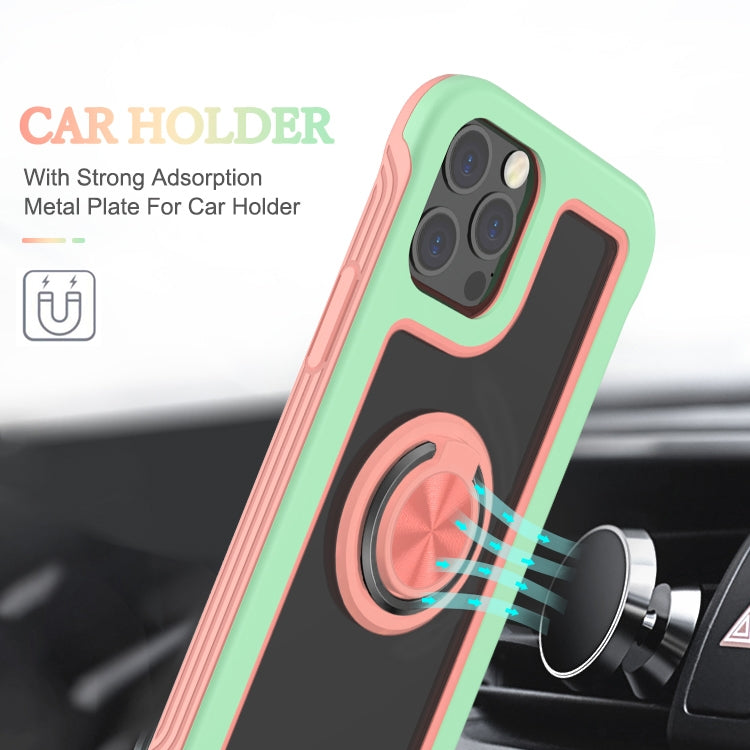 For iPhone 12 Pro Max Crystal PC + TPU Shockproof Case with 360 Degree Rotating Ring Holder