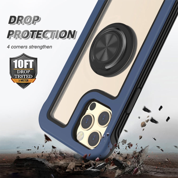 For iPhone 12 Pro Max Crystal PC + TPU Shockproof Case with 360 Degree Rotating Ring Holder