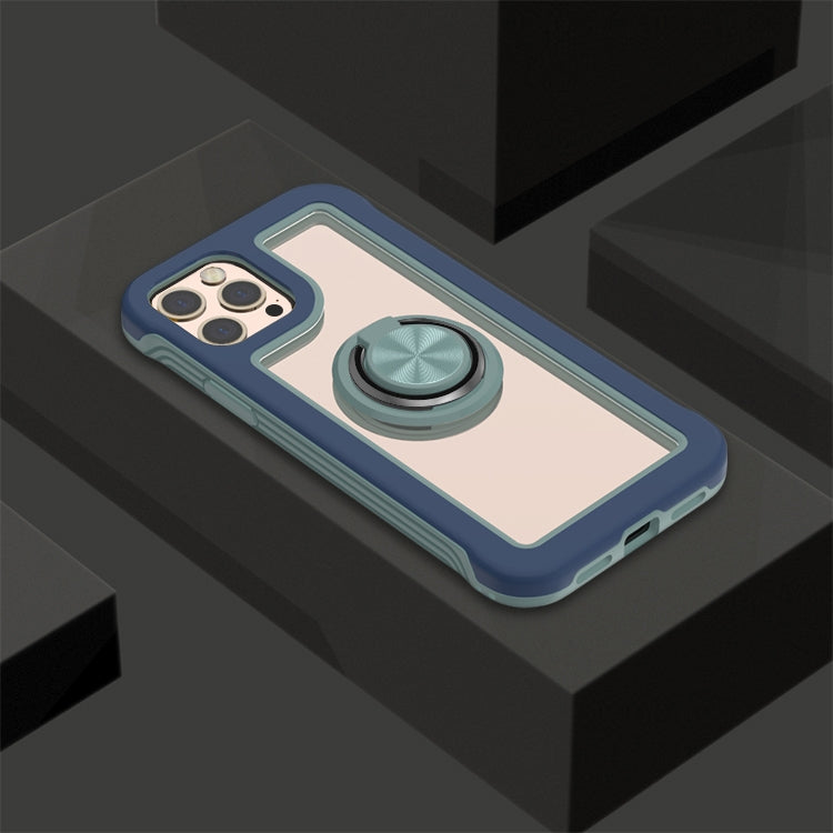 For iPhone 12 Pro Max Crystal PC + TPU Shockproof Case with 360 Degree Rotating Ring Holder