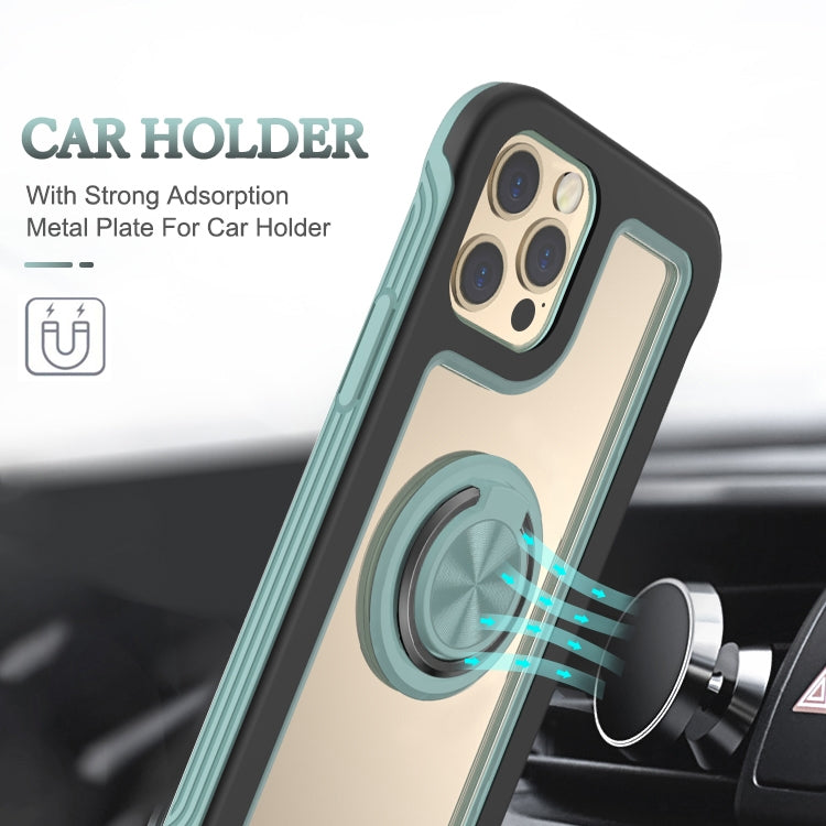For iPhone 11 Crystal PC + TPU Shockproof Case with 360 Degree Rotating Ring Holder