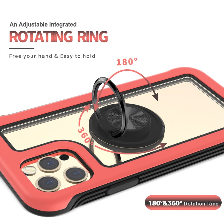 For iPhone 11 Crystal PC + TPU Shockproof Case with 360 Degree Rotating Ring Holder