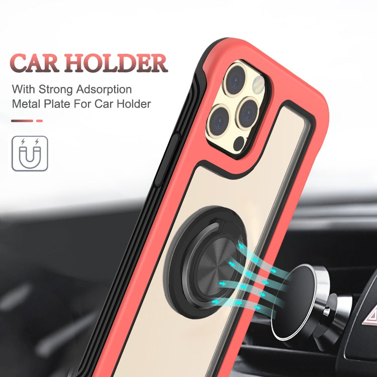 For iPhone 11 Crystal PC + TPU Shockproof Case with 360 Degree Rotating Ring Holder