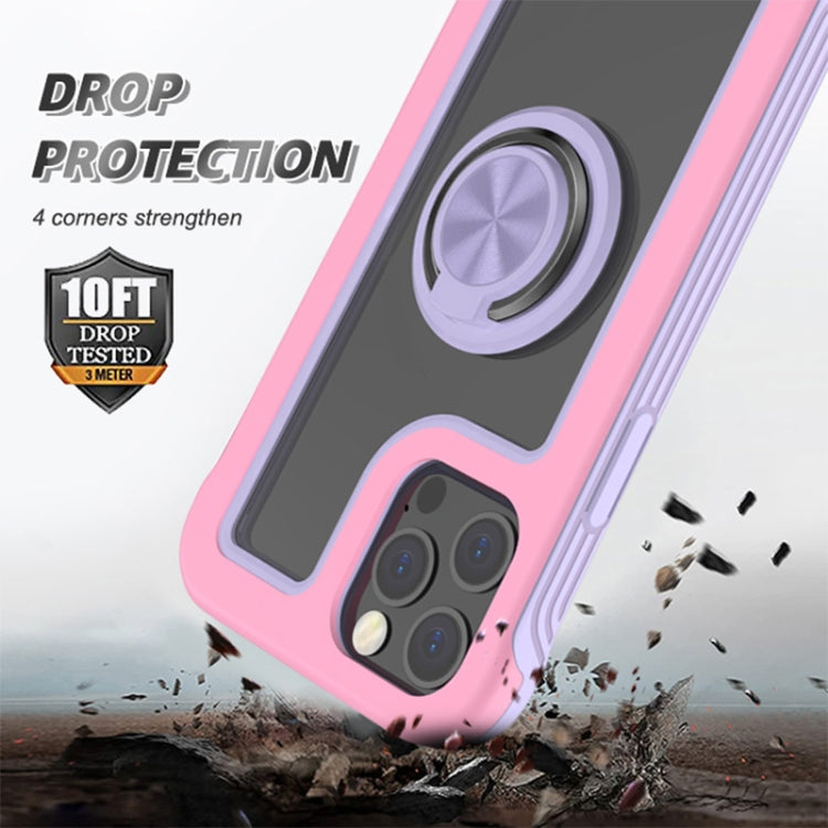 For iPhone 11 Crystal PC + TPU Shockproof Case with 360 Degree Rotating Ring Holder