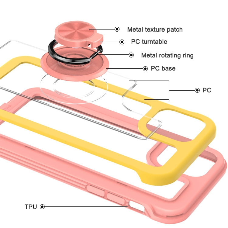For iPhone 11 Crystal PC + TPU Shockproof Case with 360 Degree Rotating Ring Holder