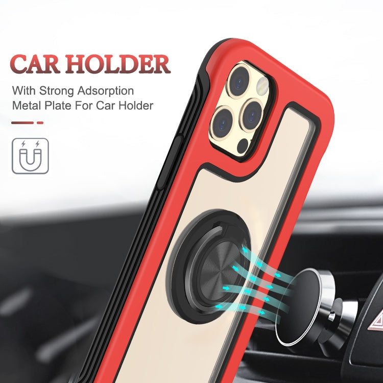 For iPhone 11 Crystal PC + TPU Shockproof Case with 360 Degree Rotating Ring Holder
