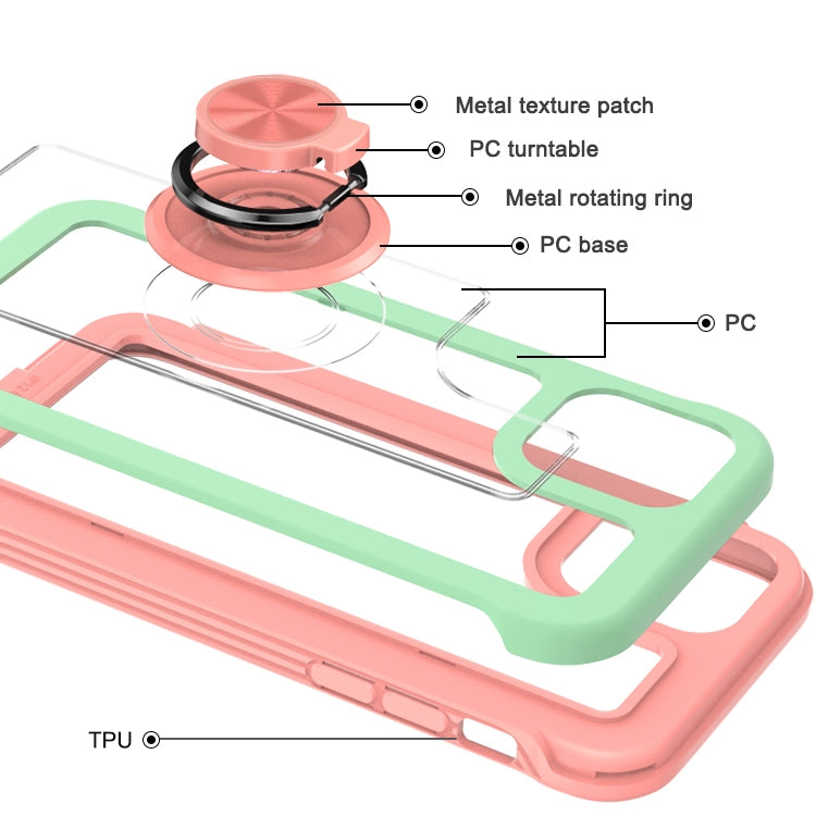 For iPhone 11 Crystal PC + TPU Shockproof Case with 360 Degree Rotating Ring Holder
