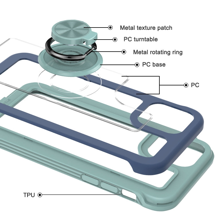 For iPhone 11 Pro Crystal PC + TPU Shockproof Case with 360 Degree Rotating Ring Holder