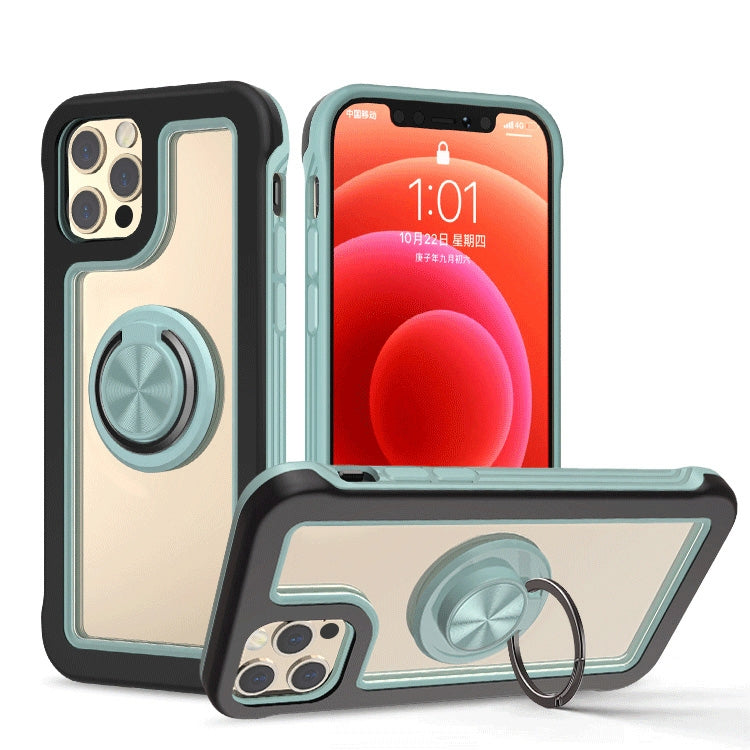 For iPhone 11 Pro Max Crystal PC + TPU Shockproof Case with 360 Degree Rotating Ring Holder