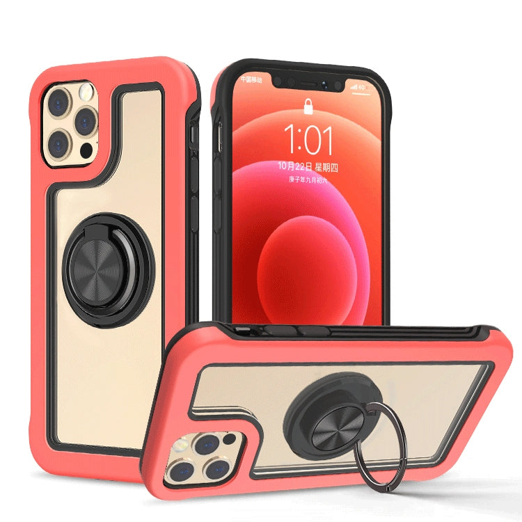 For iPhone 11 Pro Max Crystal PC + TPU Shockproof Case with 360 Degree Rotating Ring Holder