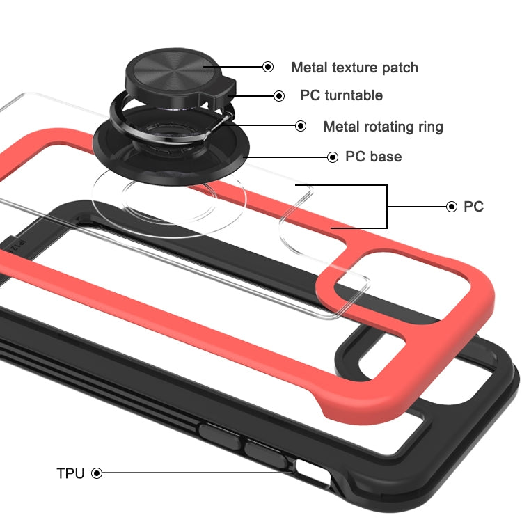 For iPhone 11 Pro Max Crystal PC + TPU Shockproof Case with 360 Degree Rotating Ring Holder