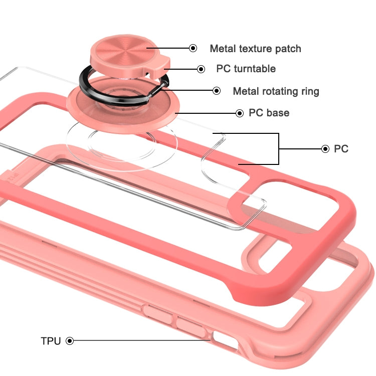 For iPhone 11 Pro Max Crystal PC + TPU Shockproof Case with 360 Degree Rotating Ring Holder