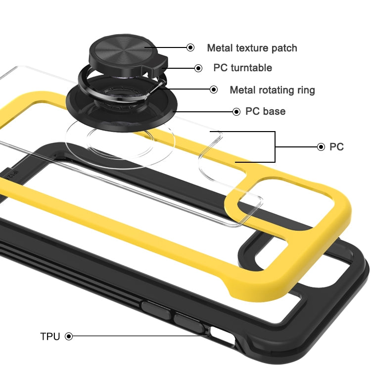 For iPhone 11 Pro Max Crystal PC + TPU Shockproof Case with 360 Degree Rotating Ring Holder