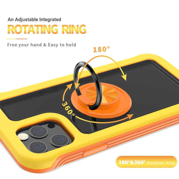 For iPhone 11 Pro Max Crystal PC + TPU Shockproof Case with 360 Degree Rotating Ring Holder