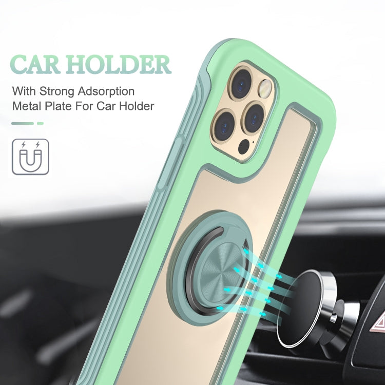 For iPhone 11 Pro Max Crystal PC + TPU Shockproof Case with 360 Degree Rotating Ring Holder