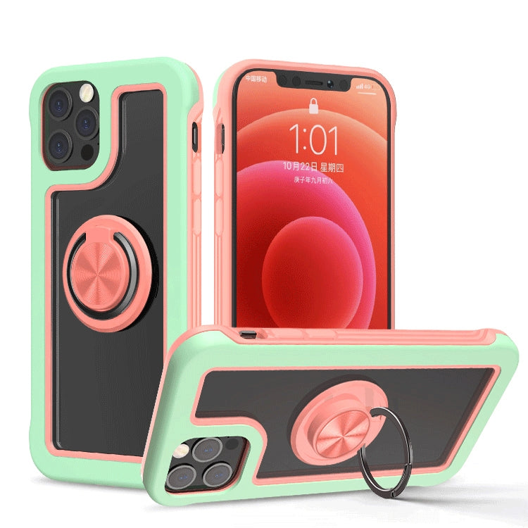 For iPhone 11 Pro Max Crystal PC + TPU Shockproof Case with 360 Degree Rotating Ring Holder