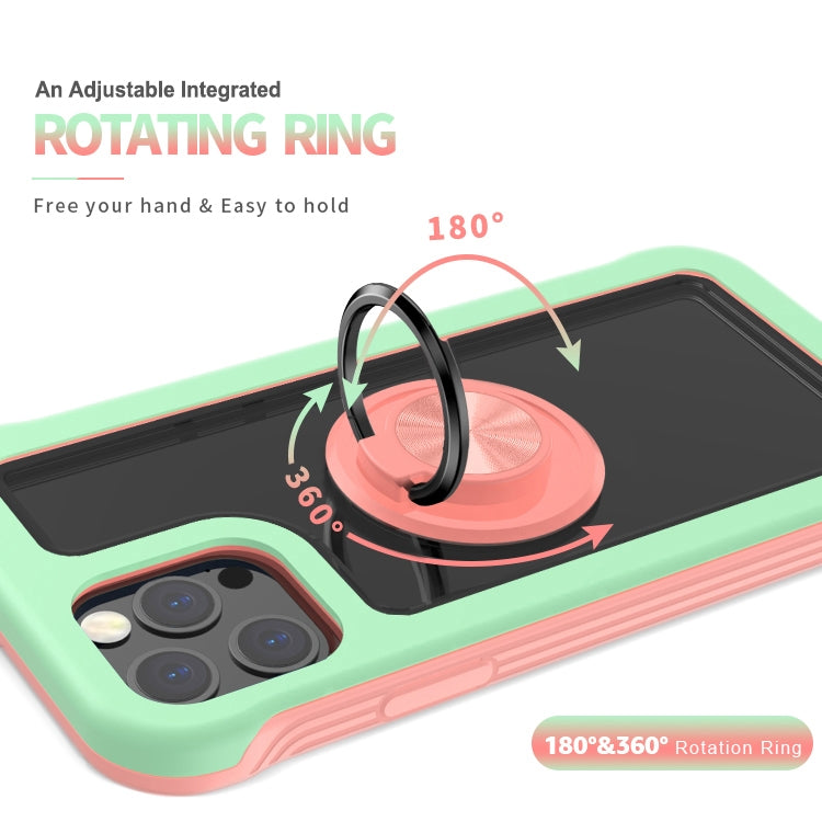 For iPhone 11 Pro Max Crystal PC + TPU Shockproof Case with 360 Degree Rotating Ring Holder