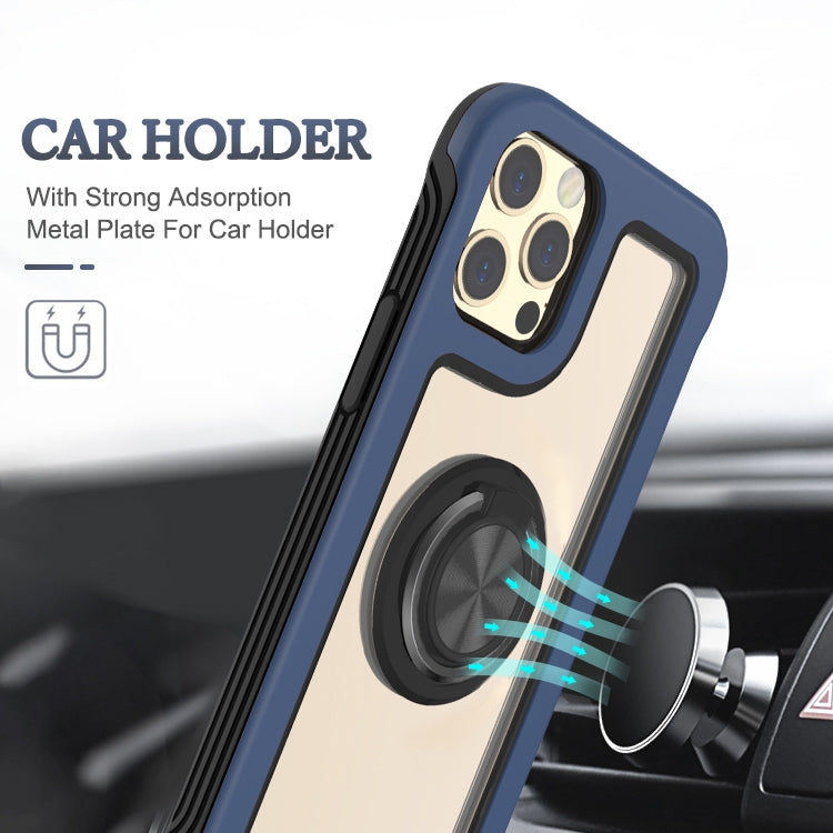 For iPhone 11 Pro Max Crystal PC + TPU Shockproof Case with 360 Degree Rotating Ring Holder