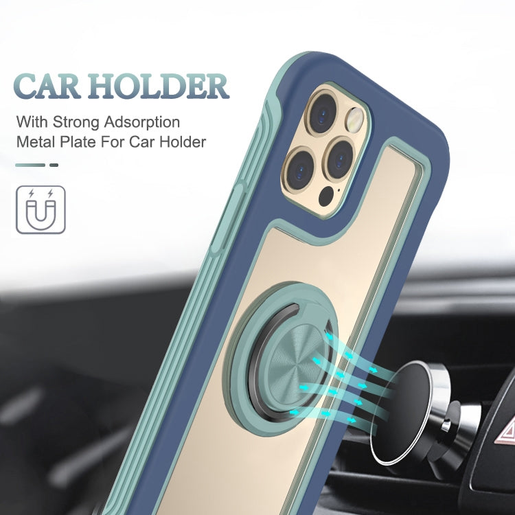 For iPhone 11 Pro Max Crystal PC + TPU Shockproof Case with 360 Degree Rotating Ring Holder