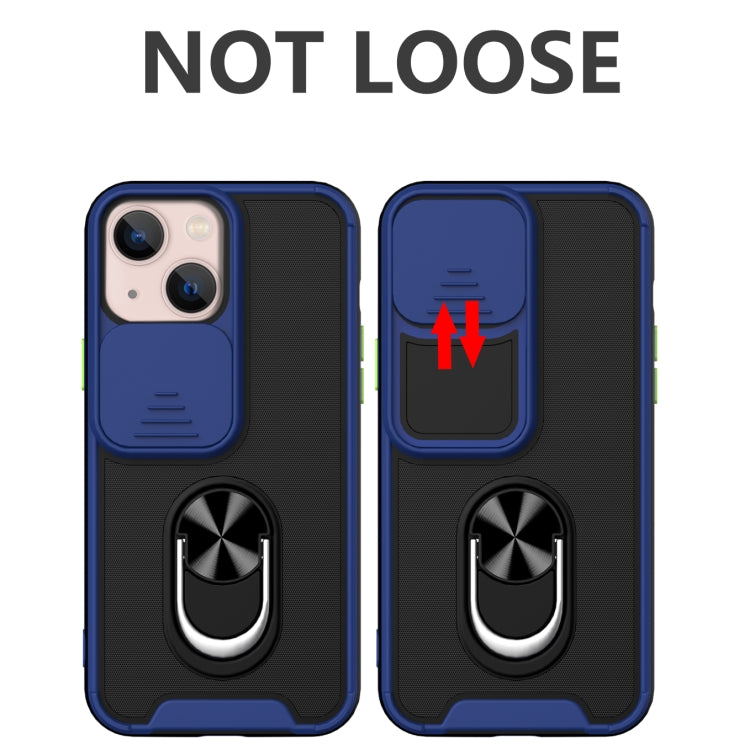 For iPhone 13 mini Sliding Camera Cover Design TPU + PC Magnetic Shockproof Case with Ring Holder