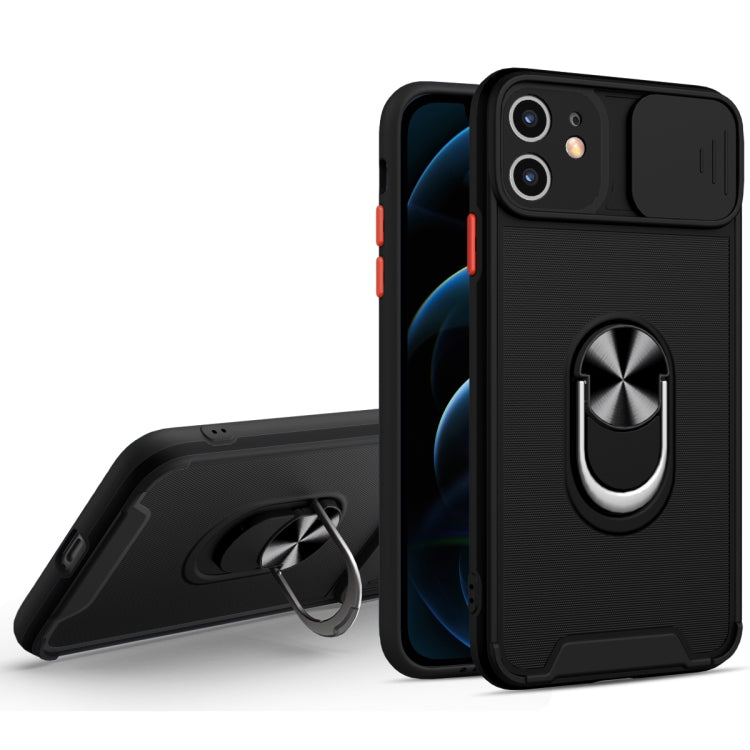 For iPhone 12 mini Sliding Camera Cover Design TPU + PC Magnetic Shockproof Case with Ring Holder