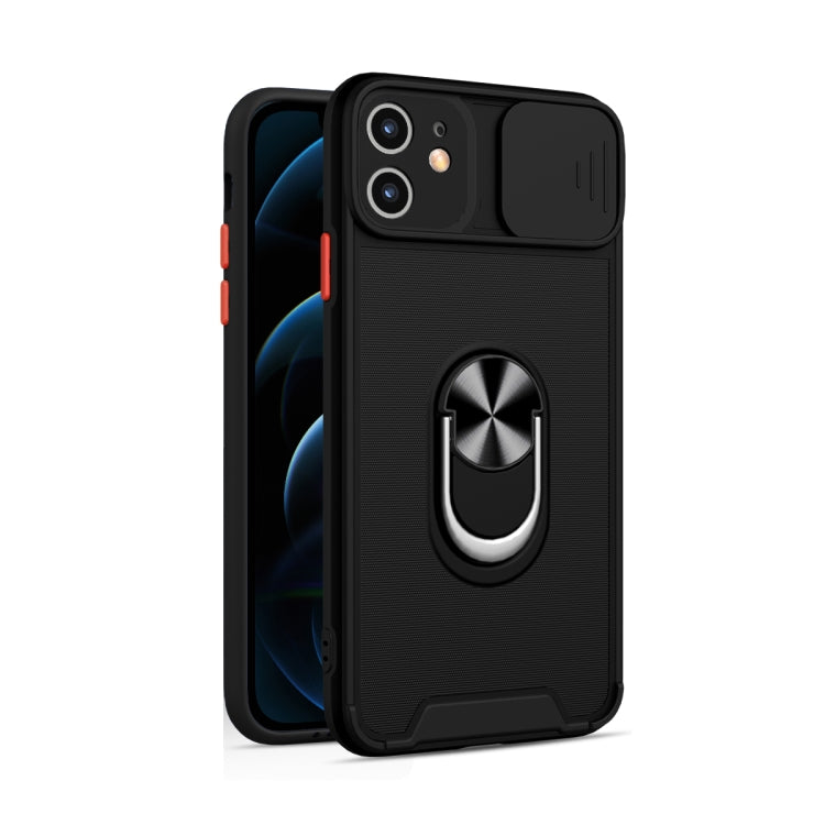 For iPhone 12 mini Sliding Camera Cover Design TPU + PC Magnetic Shockproof Case with Ring Holder