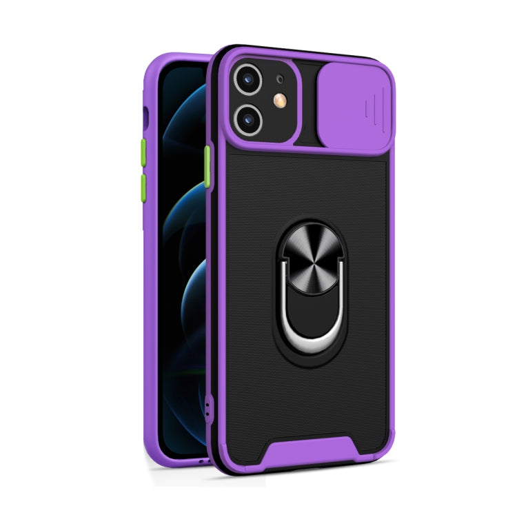 For iPhone 12 mini Sliding Camera Cover Design TPU + PC Magnetic Shockproof Case with Ring Holder