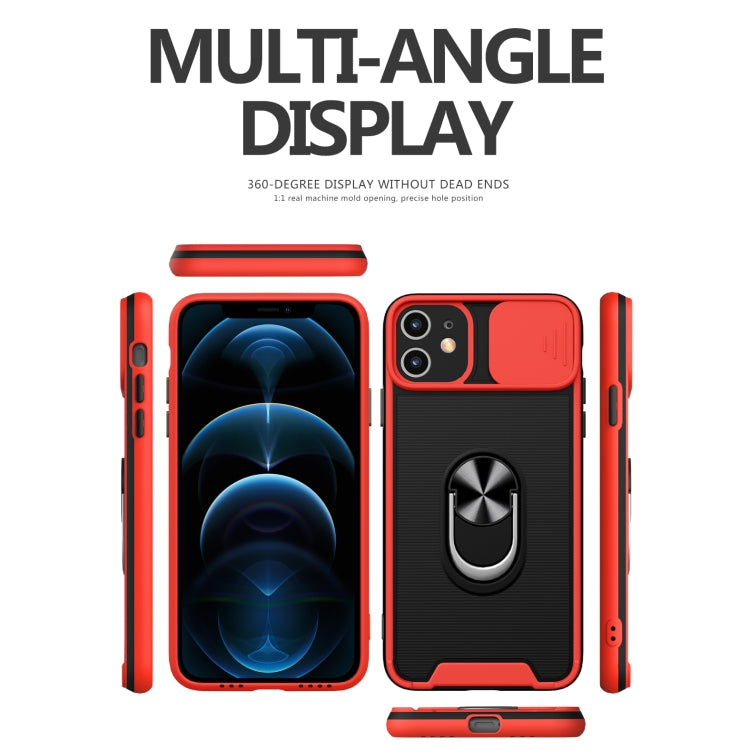 For iPhone 12 mini Sliding Camera Cover Design TPU + PC Magnetic Shockproof Case with Ring Holder