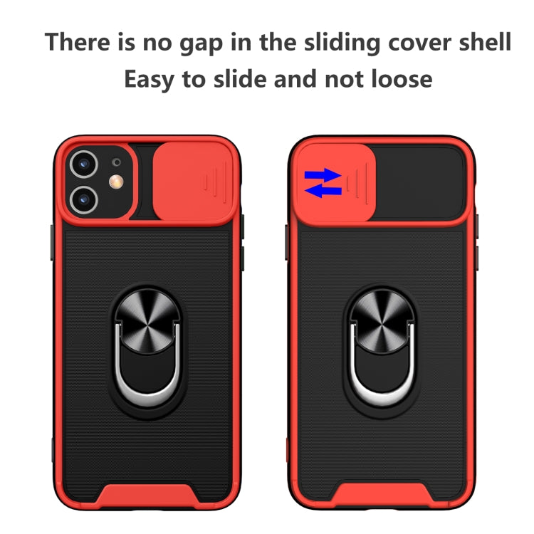For iPhone 12 Sliding Camera Cover Design TPU + PC Magnetic Shockproof Case with Ring Holder