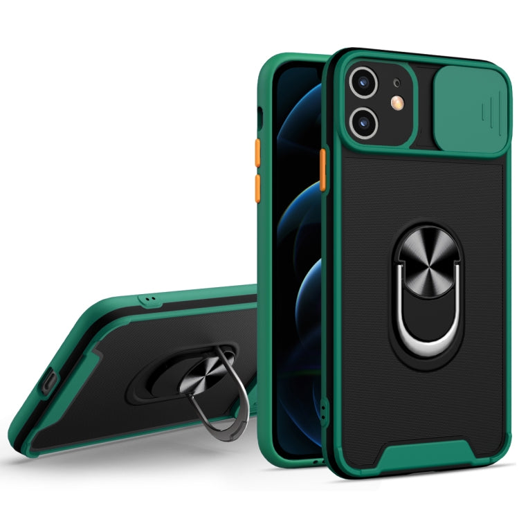 For iPhone 12 Sliding Camera Cover Design TPU + PC Magnetic Shockproof Case with Ring Holder