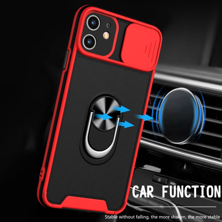 For iPhone 12 Sliding Camera Cover Design TPU + PC Magnetic Shockproof Case with Ring Holder