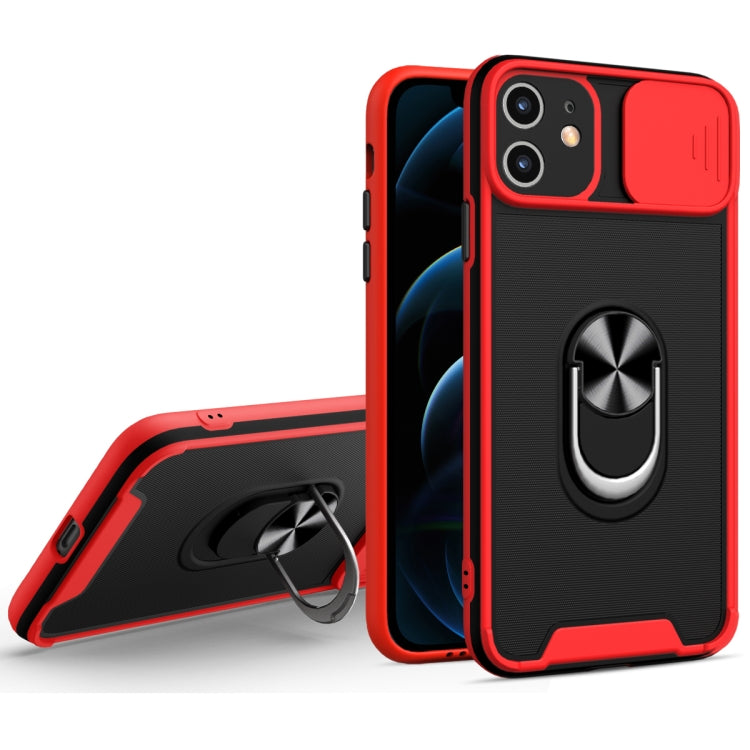For iPhone 12 Sliding Camera Cover Design TPU + PC Magnetic Shockproof Case with Ring Holder