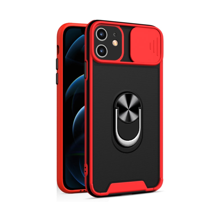 For iPhone 12 Sliding Camera Cover Design TPU + PC Magnetic Shockproof Case with Ring Holder