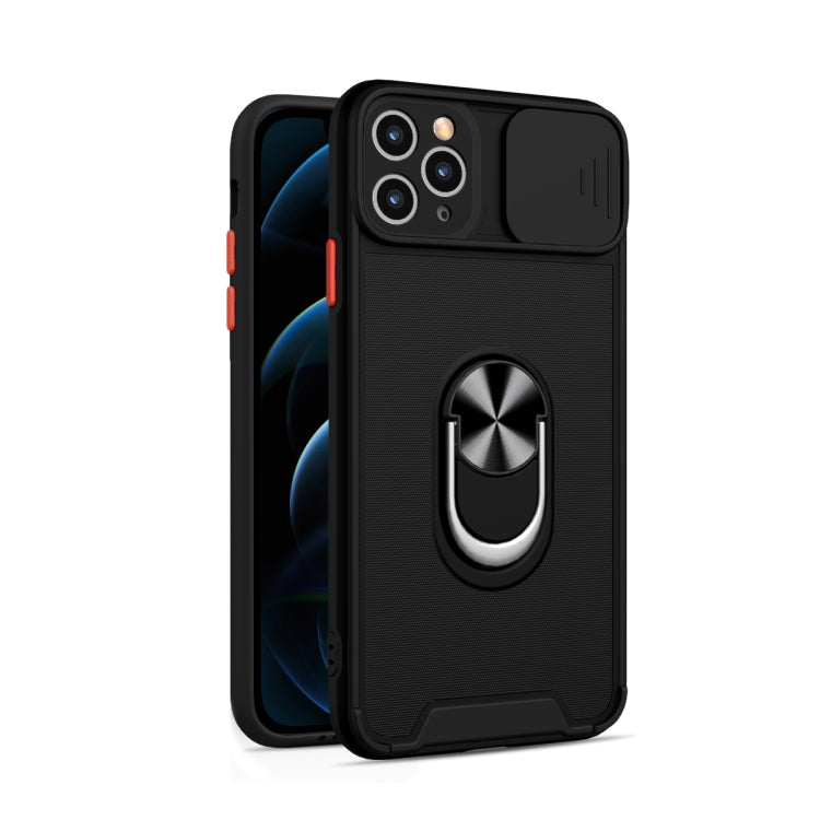For iPhone 12 Pro Sliding Camera Cover Design TPU + PC Magnetic Shockproof Case with Ring Holder