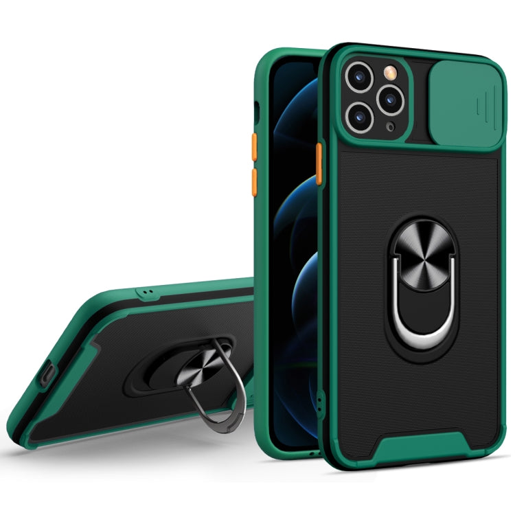 For iPhone 12 Pro Sliding Camera Cover Design TPU + PC Magnetic Shockproof Case with Ring Holder