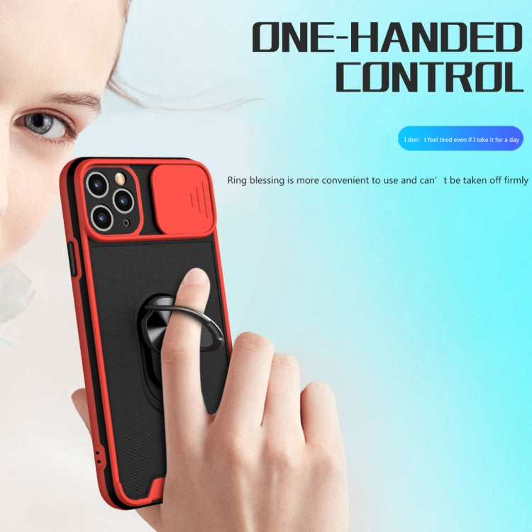 For iPhone 12 Pro Sliding Camera Cover Design TPU + PC Magnetic Shockproof Case with Ring Holder
