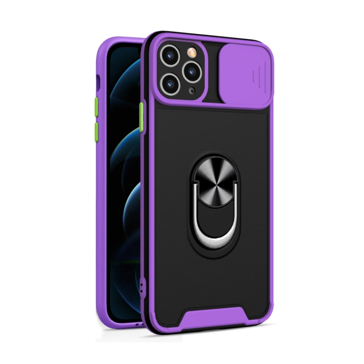 For iPhone 12 Pro Max Sliding Camera Cover Design TPU + PC Magnetic Shockproof Case with Ring Holder