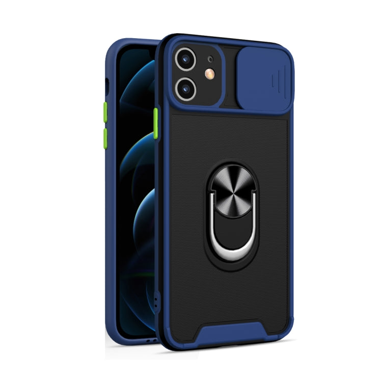 For iPhone 11 Sliding Camera Cover Design TPU + PC Magnetic Shockproof Case with Ring Holder